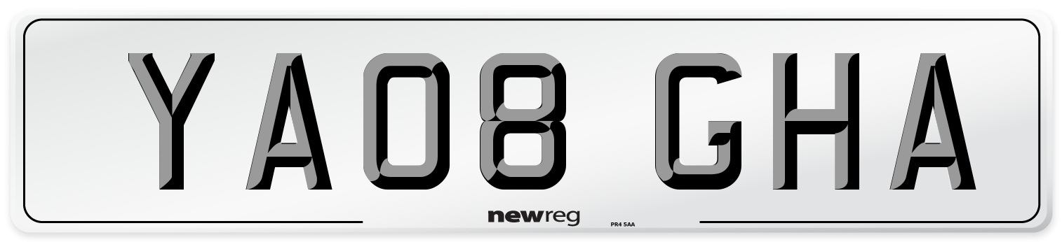 YA08 GHA Number Plate from New Reg